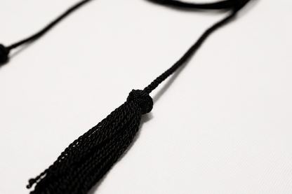 Black tassel on a white background